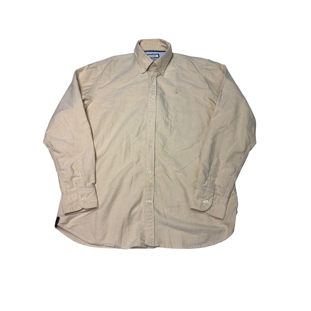 El Ganso Mens Beige Cotton Oxford Button Down‎ Shirt Made in Portugal Large
